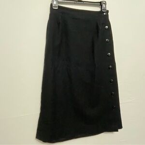 VintageSir for Her Black 100% Pure Wool Midi Skirt (Aprox.Size Sseephotos)(A184”